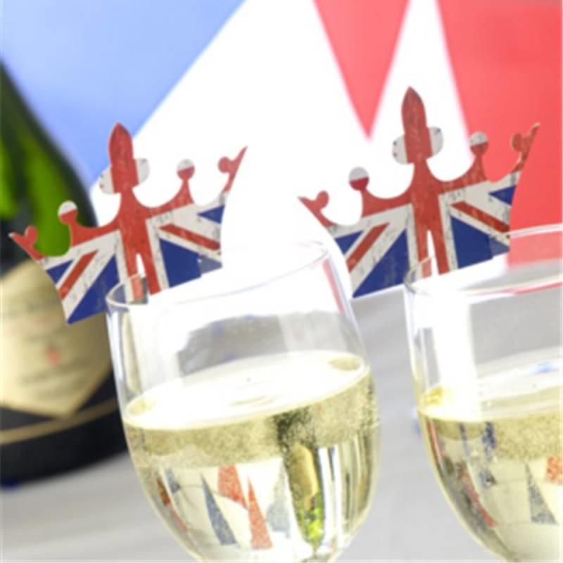 Union Jack Crown Shaped Glass Decorations 595174 available here at Karnival Costumes online party shop
