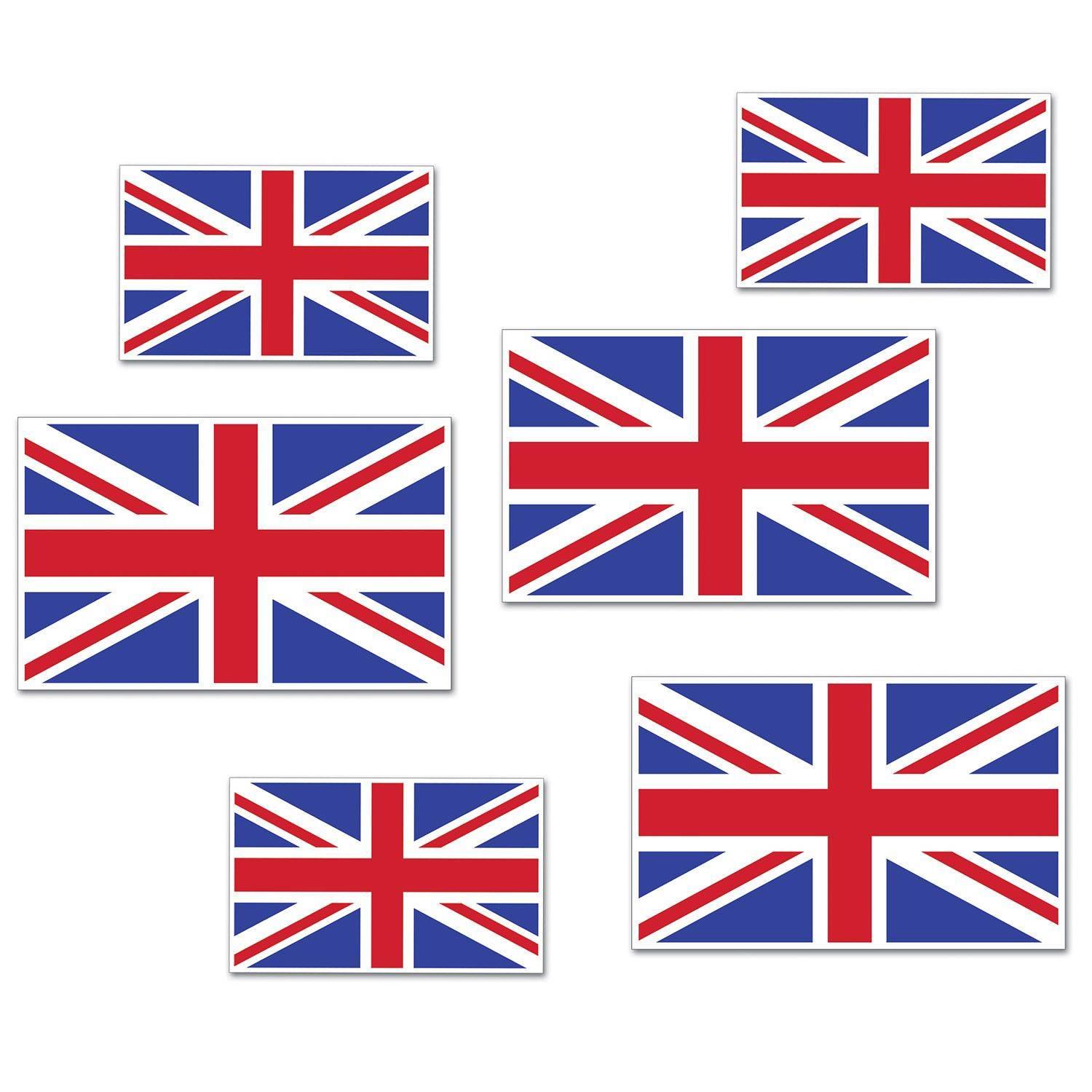Union Jack Cutout Decorations Pk6 by Beistle 53648 available here at Karnival Costumes online party shop