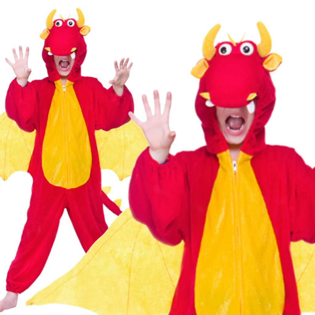 Children's Fire Breathing Red Dragon Fancy Dress Costume by Wicked KA-4493 available here at Karnival Costumes online party shop