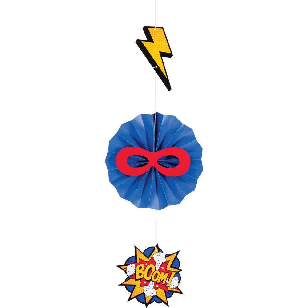 Style 3 "BOOM" from our pack of 3 deluxe Superhero Party Hanging Decorations by Creative Converting 346421 available here at Karnival Costumes online party shop