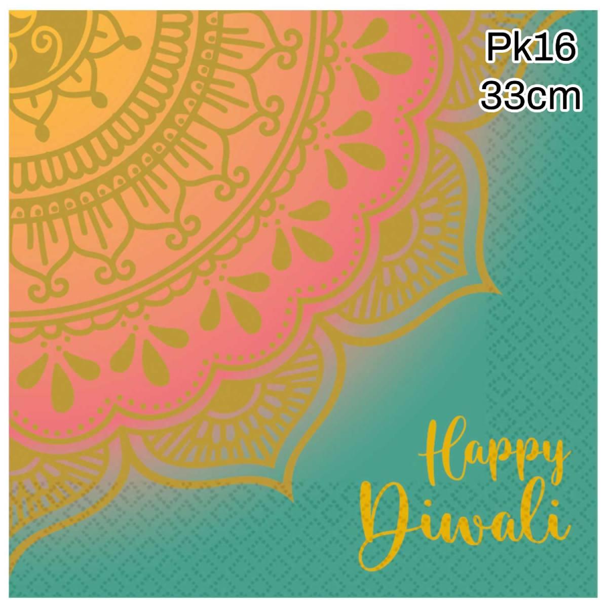 Pk16 Diwali Celebrations Luncheon Napkins 33cm by Amscan 9914459 available here at Karnival Costumes online party shop