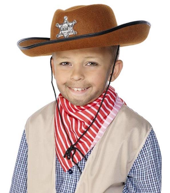 Children's Brown Felt Cowboy Hat