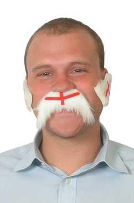 England supporters moustache by Bristol Novelties MB011 available here at Karnival Costumes online party shop
