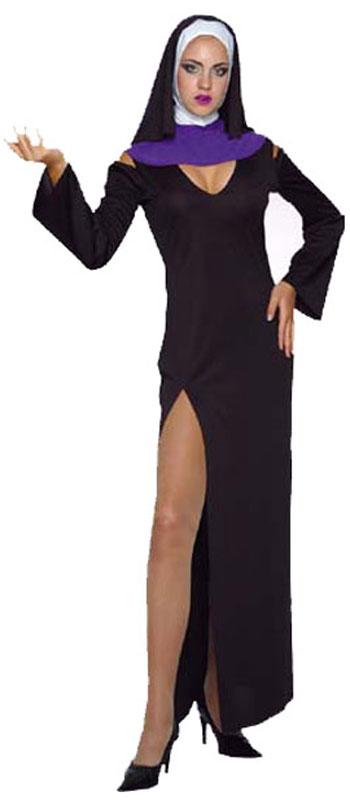 Sexy Nun costume - longer length with split style: 3155 available from a collection here at Karnival Costumes online party shop