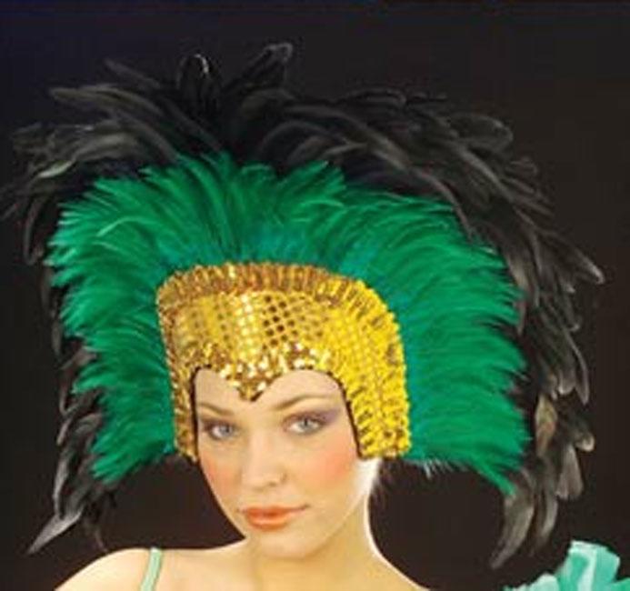 Crazyhorse Saloon Green/Black Feather Headress