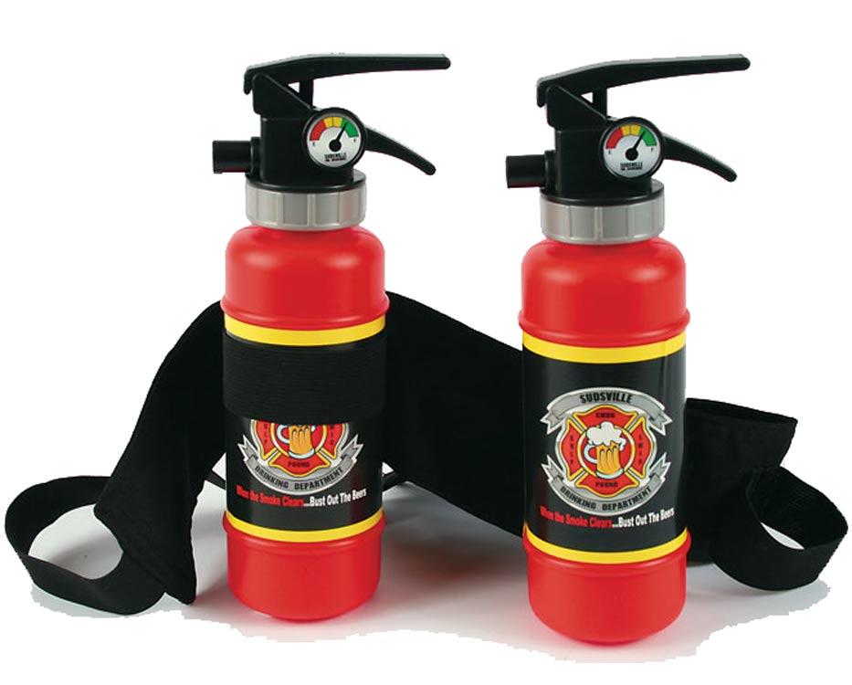 Fire Extinguisher Drinking Set with drinking flasks and belt by item: 4323 available here at Karnival Costumes online party shop