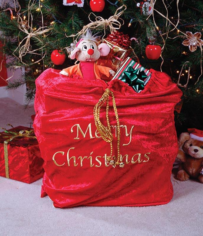 Deluxe Santa Sack - Red Velvet Bag by Palmers 7576 available here at Karnival Costumes online Christmas party shop