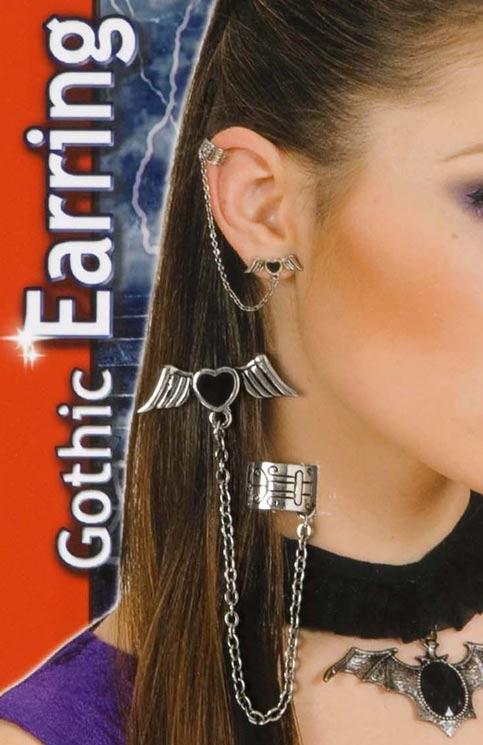 Gothic Earring with Chain - Costume Jewellery