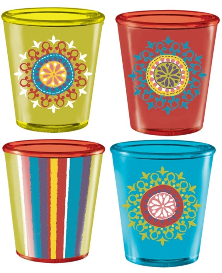 Del Sol Shot Glasses - Pack of 4 from a collection of Fiesta Accessories at Karnival Costumes