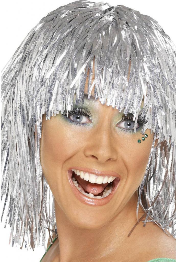 Metallic Silver Cyber Tinsel Wig from a collection of disco accessories available from Karnival Costumes
