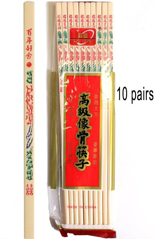 10 pairs of Ivory Coloured Plastic Chopsticks ref: 2865 for Chinese New Year and other parties available from Karnival Costumes