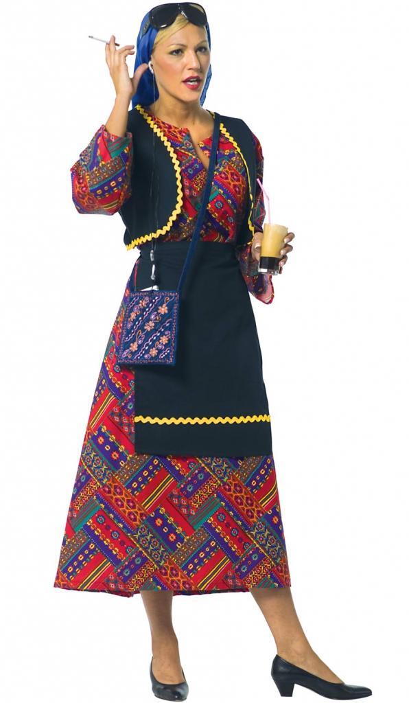 Ethnic traditional styled Greek Woman fancy dress costume by Stamco and available in the UK from Karnival Costumes