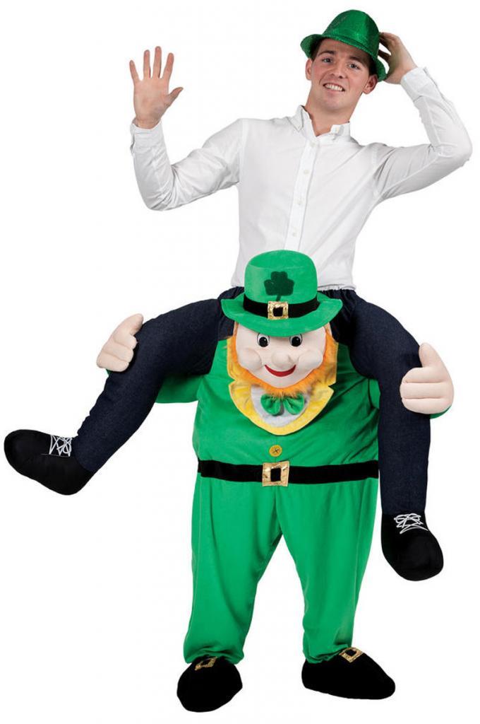 Hugely popular adult's Carry Me Leprechaun Costume by Wicked MA-8582 and available from Karnival Costumes