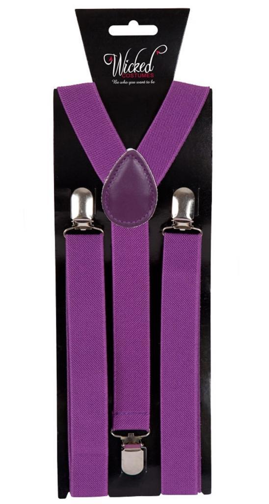 A pair of unisex Purple Braces for adults by Wicked AC-9361 and available from Karnival Costumes