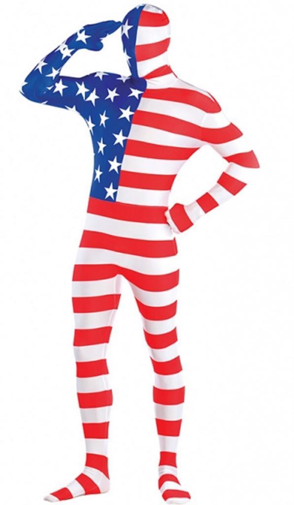 Patriotic American Flag Bodysuit Costume by Amscan 844415-55 in med, lrg and XL sizes from Karnival Costumes