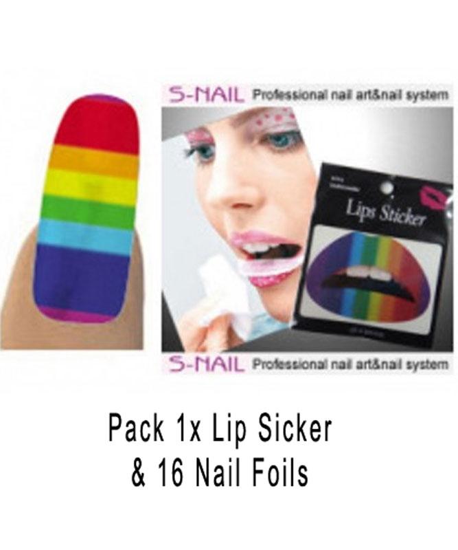 Rainbow Lip Tattoo and Finger Nail Foils by Creative Collection T2102 and available from Karnival Costumes
