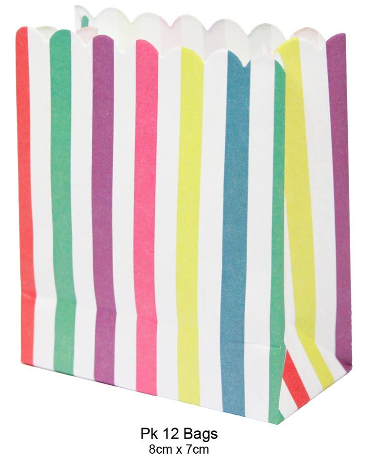 Candy Stripe Sweet Shop Treat Bag - pk 12 by Talking Tables and available from Karnival Costumes online party shop