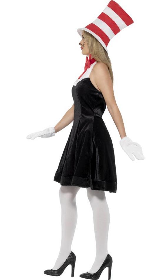 Side view of the lady's Cat in the Hat Costume 27539 available in sizes small and medium from Karnival Costumes