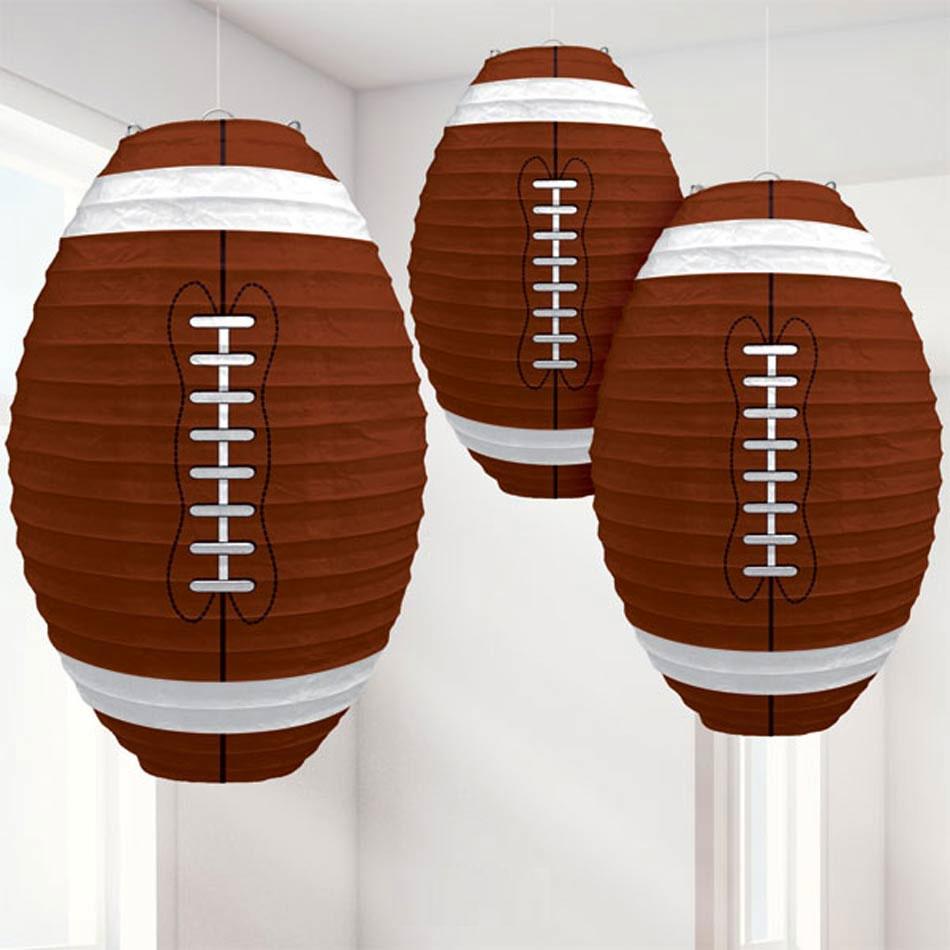 Pack of 3 NFL American Football Paper Lanterns 33cm by Amscan 240999 and available here at Karnival Costumes online party shop