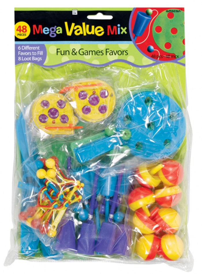 48pc Party Favours Fun Toy Pack for goodie bags and pinatas. By Amscan 397212 available here at Karnival Costumes online party shop