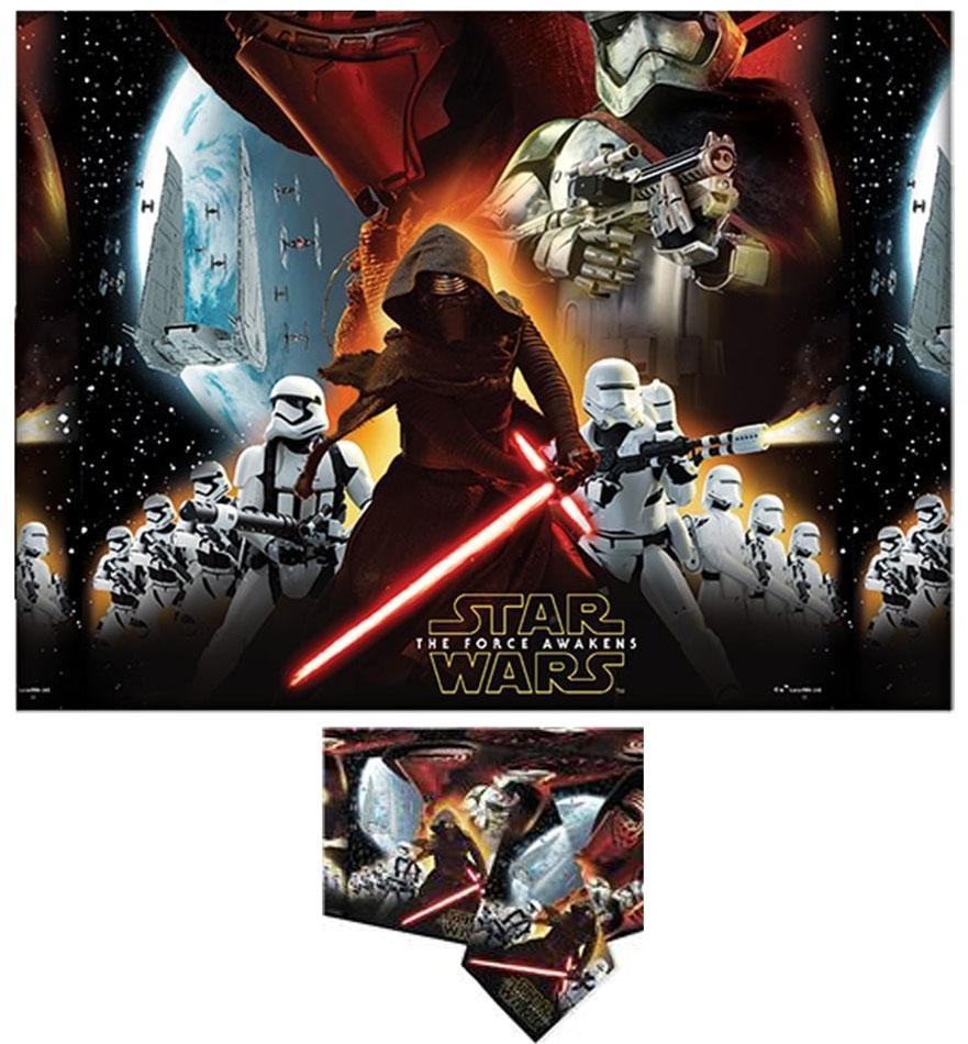 Star Wars The Force Awakens Plastic Tablecover 1.8m x 1.2m (6ft x 4ft) by Unique 72195 available here at Karnival Costumes online party shop