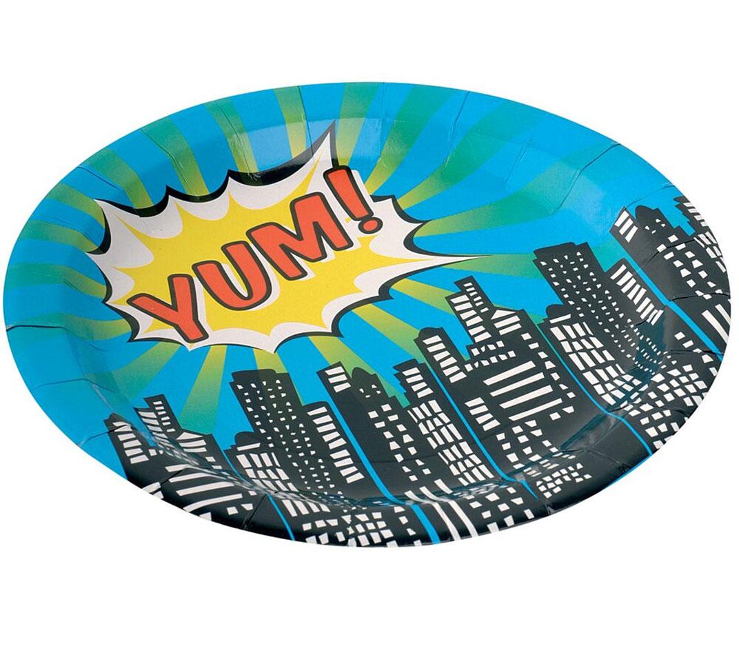 Pack of 8 Pop Art Party Paper Dinner Plates by Ginger Ray PA101 available here at Karnival Costumes online party shop