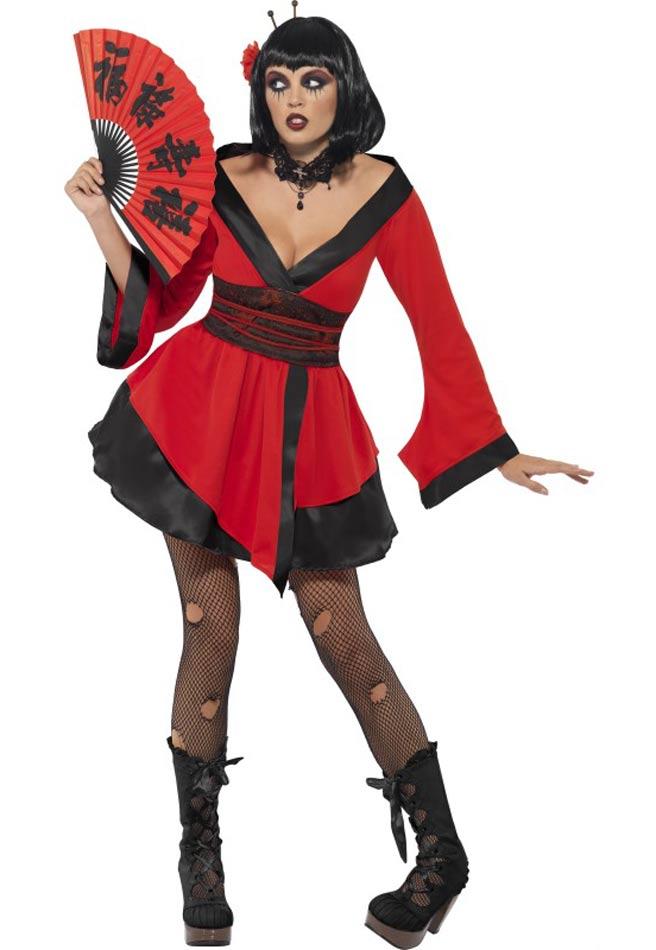 Gothic Geisha Costume for Women by Smiffys 33021 available here at Karnival Costumes online Halloween shop