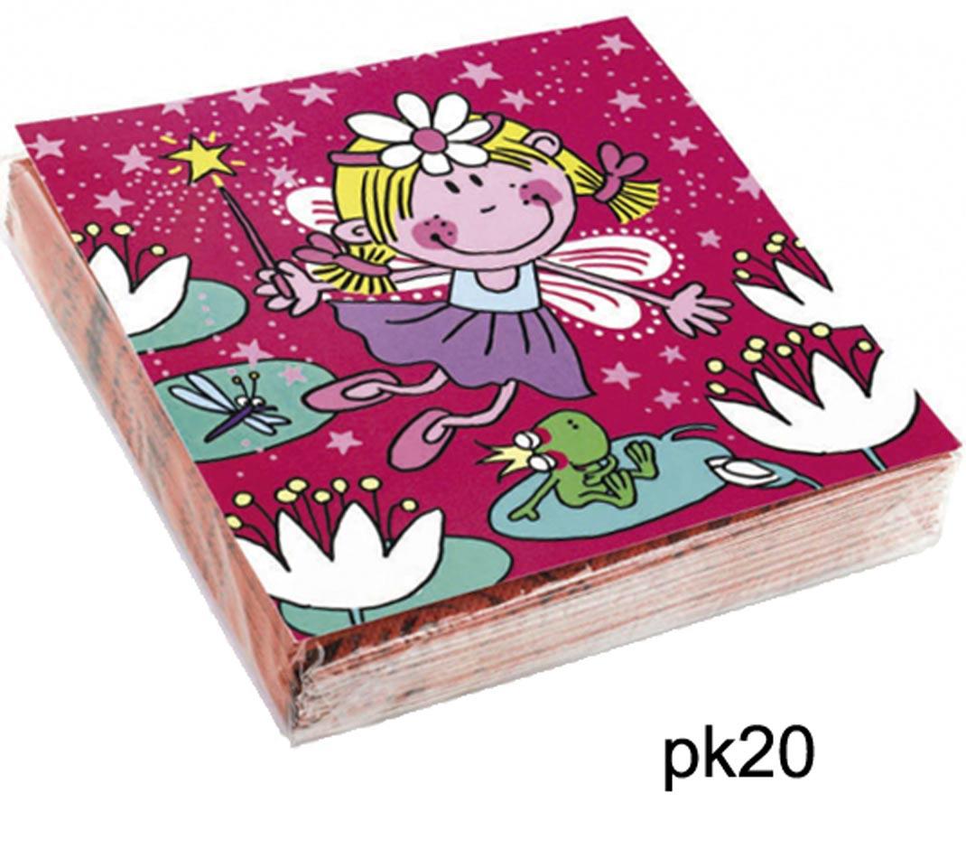 Pack 20 Funky Fairy Paper Luncheon Napkins 33cm by Amscan 551670 available here at Karnival Costumes online party shop
