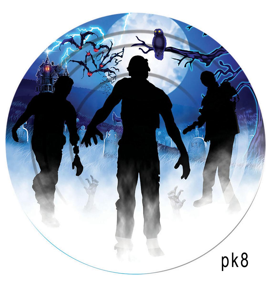 pack of 8 Zombie Rising 7" Dessert Paper Plates by Forum Novelties 79137 available here at Karnival Costumes online Halloween party shop