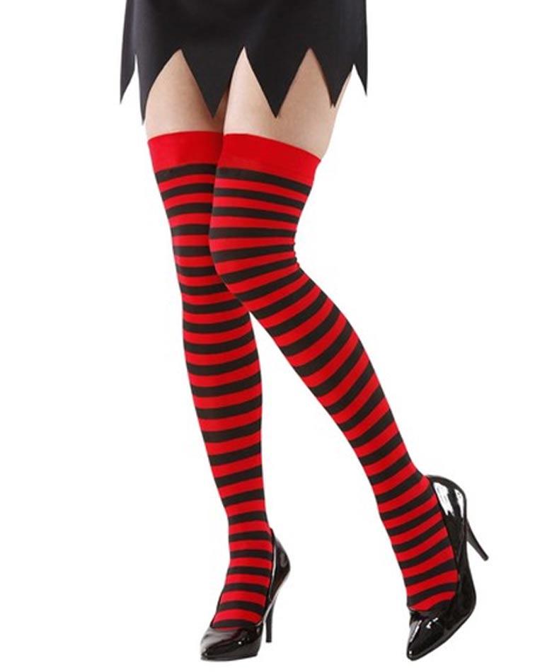 Red and Black Stripe Over the Knee Socks by Widmann 1863 available here at Karnival Costumes online party shop