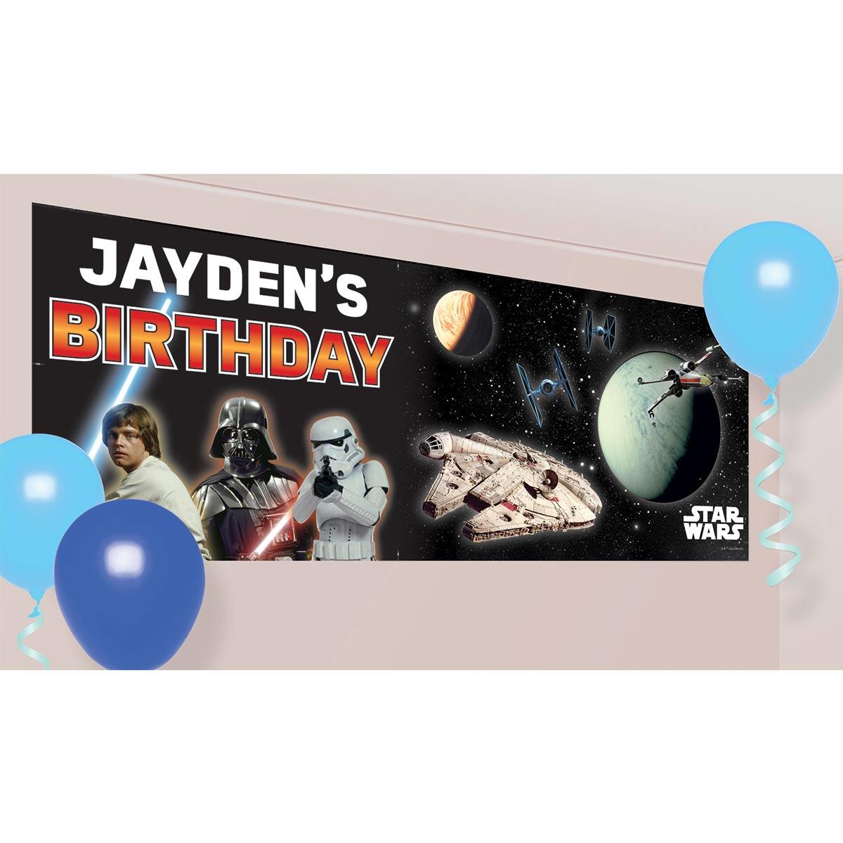 Star Wars Personalised Banner1.2m x 45cm by Amscan 9903087 | Karnival ...