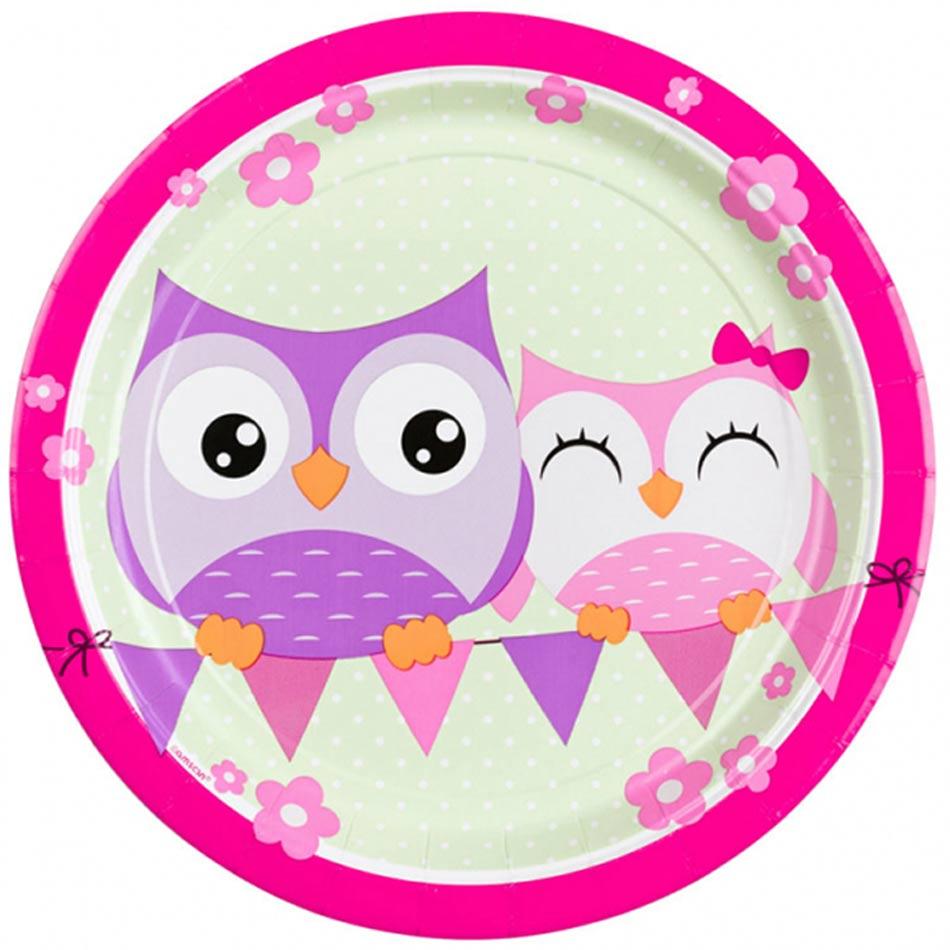 Owl Party Paper Plates 23cm - pk8 by Amscan 998344 available here at Karnival Costumes online party shop