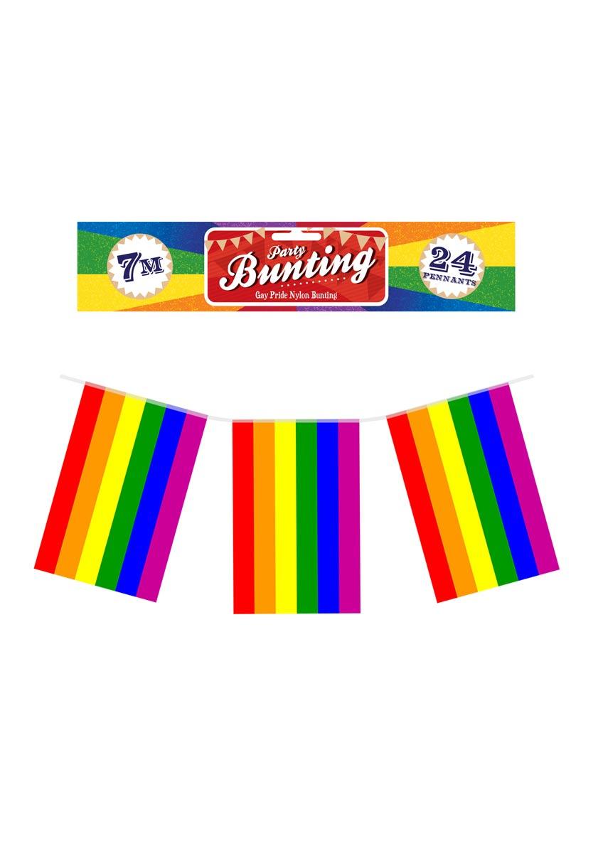 Rainbow Pride Flag Bunting 7 mtrs perfect for gay Pride events by Henbrandt F51433 available here from Karnival Costumes online party shop
