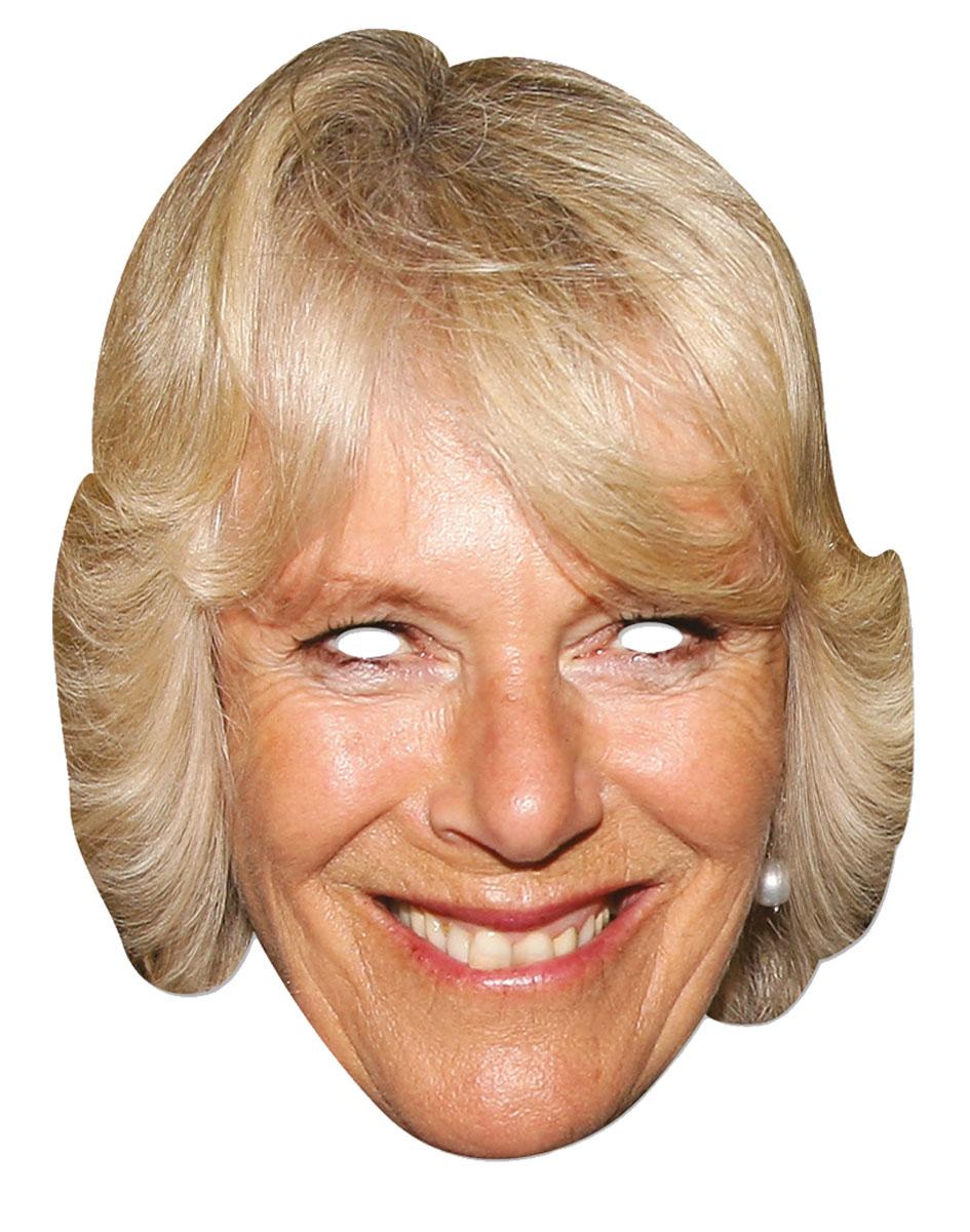 Camilla-Parker Bowles Celebrity Face Mask rom the Royal Family collection by Mask-erade CAMIL01 and available from Karnival Costumes online party shop