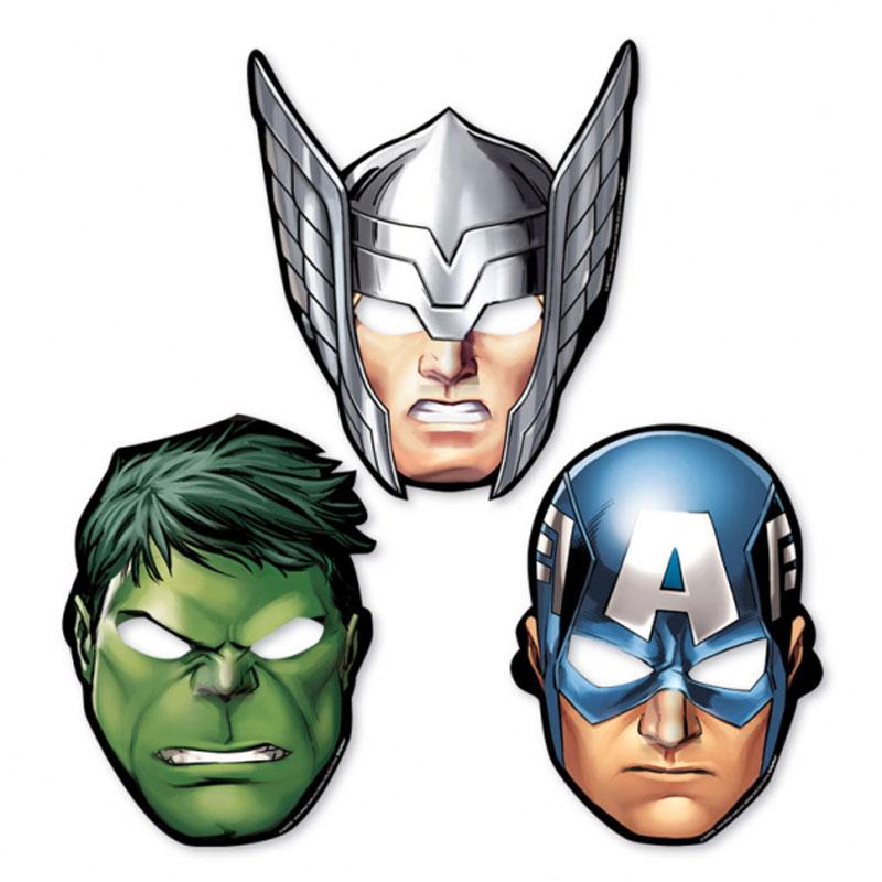 Avengers Paper Masks - pk8 by Amscan 360084 available here at Karnival Costumes online party shop