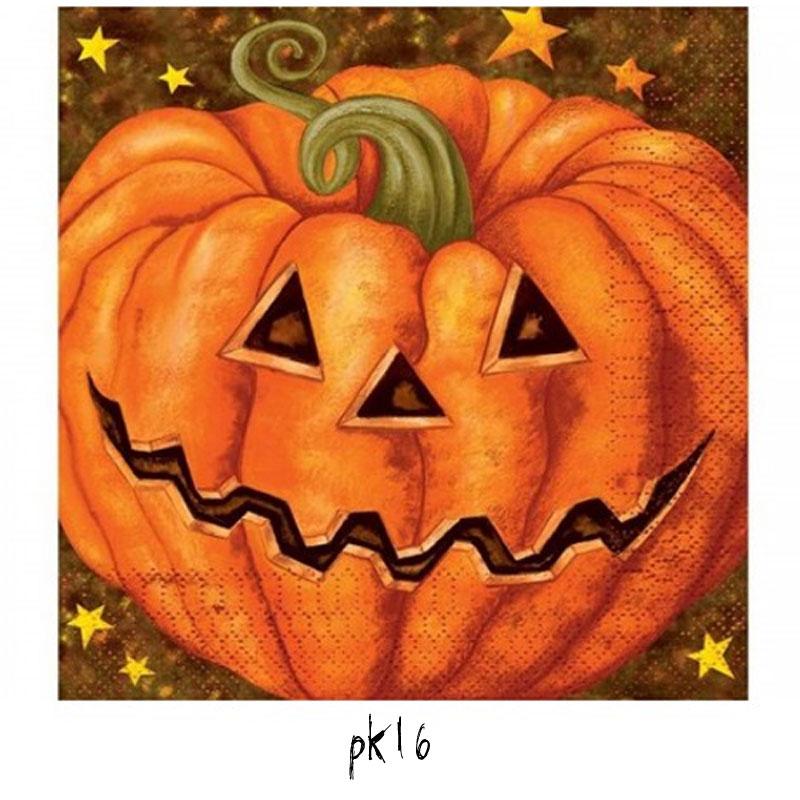 Halloween Pumpkin Paper Party Napkins pk16 by Atosa 16373 available here at Karnival Costumes online party shop