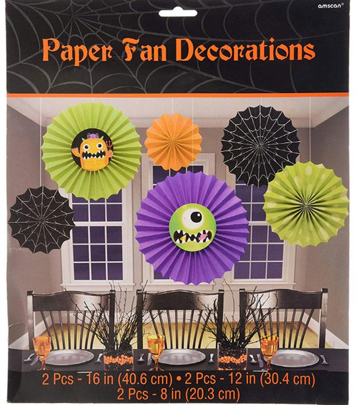 Boo Crew Monsters 6pc Fan Decorations Set by Amscan 291096 available here at Karnival Costumes online Halloween party shop
