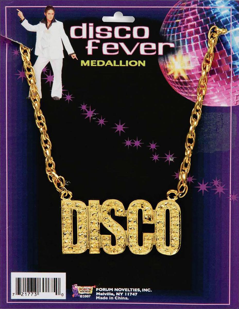 Gold coloured DISCO Necklace and chain by Forum Novelties 61929 BA1081 available here at Karnival Costumes online party shop