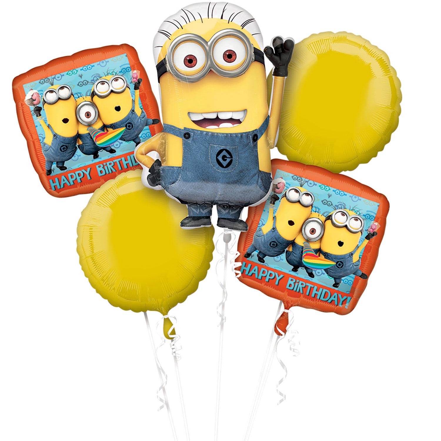 Minions Birthday 5pc Foil Balloon Bouquet by Anagram 2995801 | Karnival ...