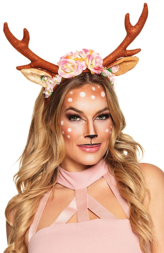 Deluxe Christmas Reindeer Antlers with Floral Trim by Boland 4273R available here at Karnival Costumes online oarty shop