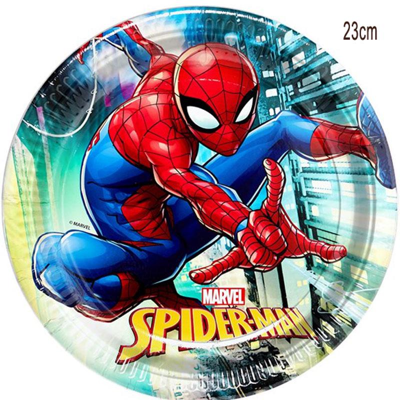 Spiderman Team Up Luncheon Plates 23cm pk8 by Qualatex 89197 available here at Karnival Costumes online party shop