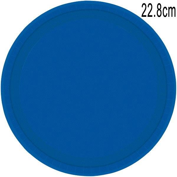 Pack 8 Bright Royal Blue Paper Dinner Plates 22.8cm by Amscan 55015-105 available here at Karnival Costumes online party shop