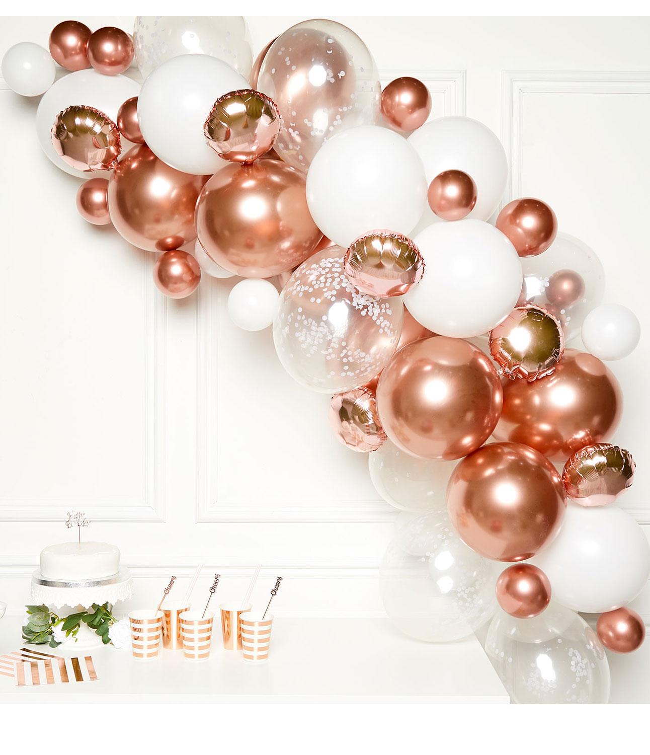 Rose Gold and White DIY Garland Latex Balloon Arch Kit by Amscan 9907431 availabl ehere at Karnival Costumes online party shop