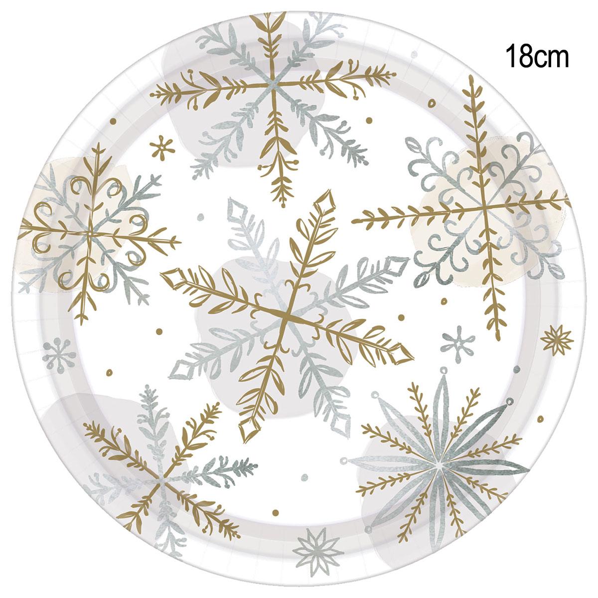 Shining Snow Paper Plates 18cm pk8 by Amscan 542174 available from a range here at Karnival Costumes online party shop