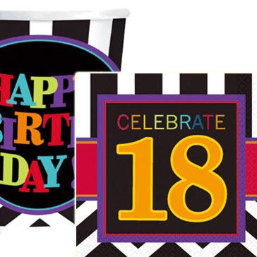 18th Birthday Party Tableware and Party Goods. Happy eightenth party goods available here at Karnival Costumes onine party shop