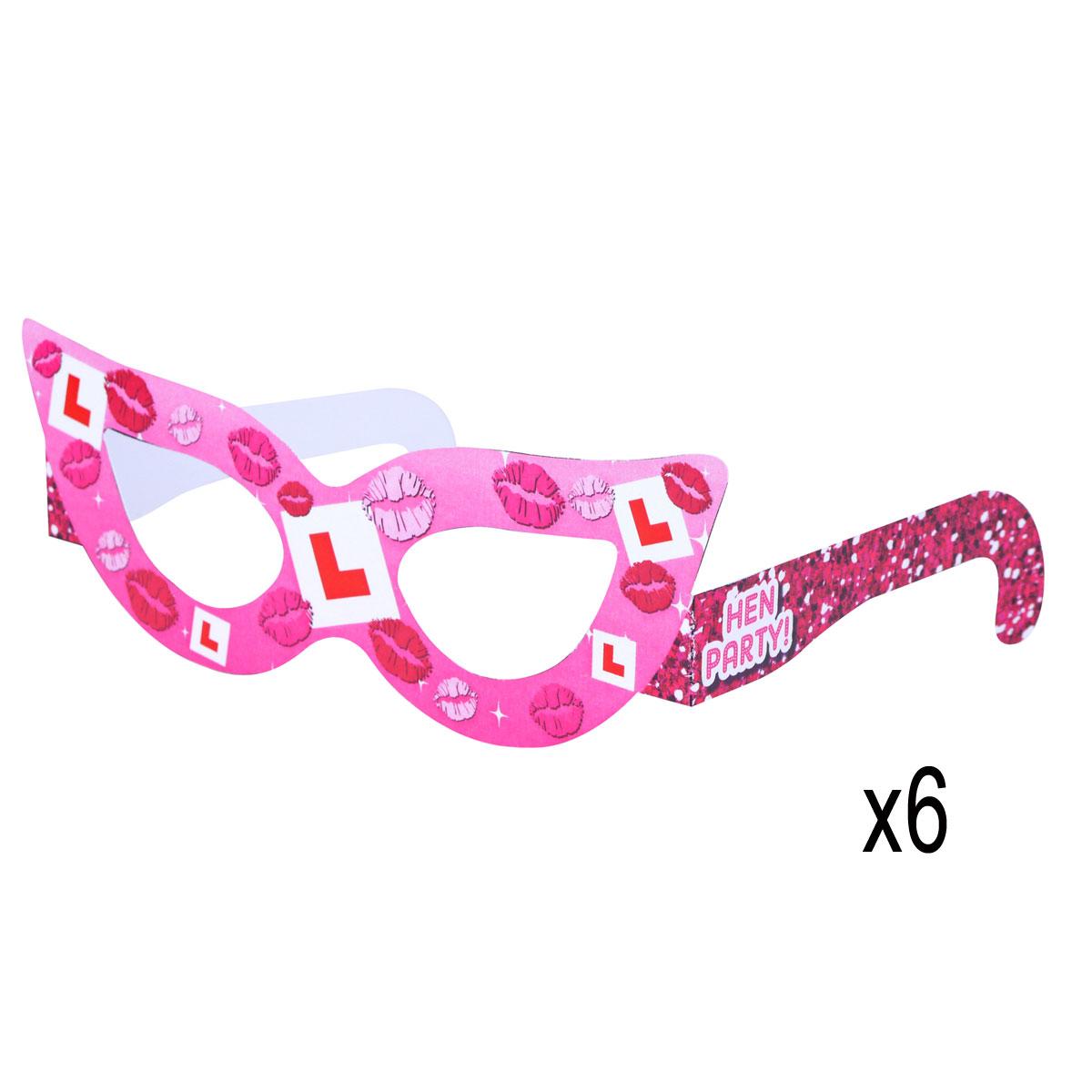 Hen Night Cardboard Glasses Set - 6 pairs by Henbrandt C51460 available here at Karnival Costumes online party shop