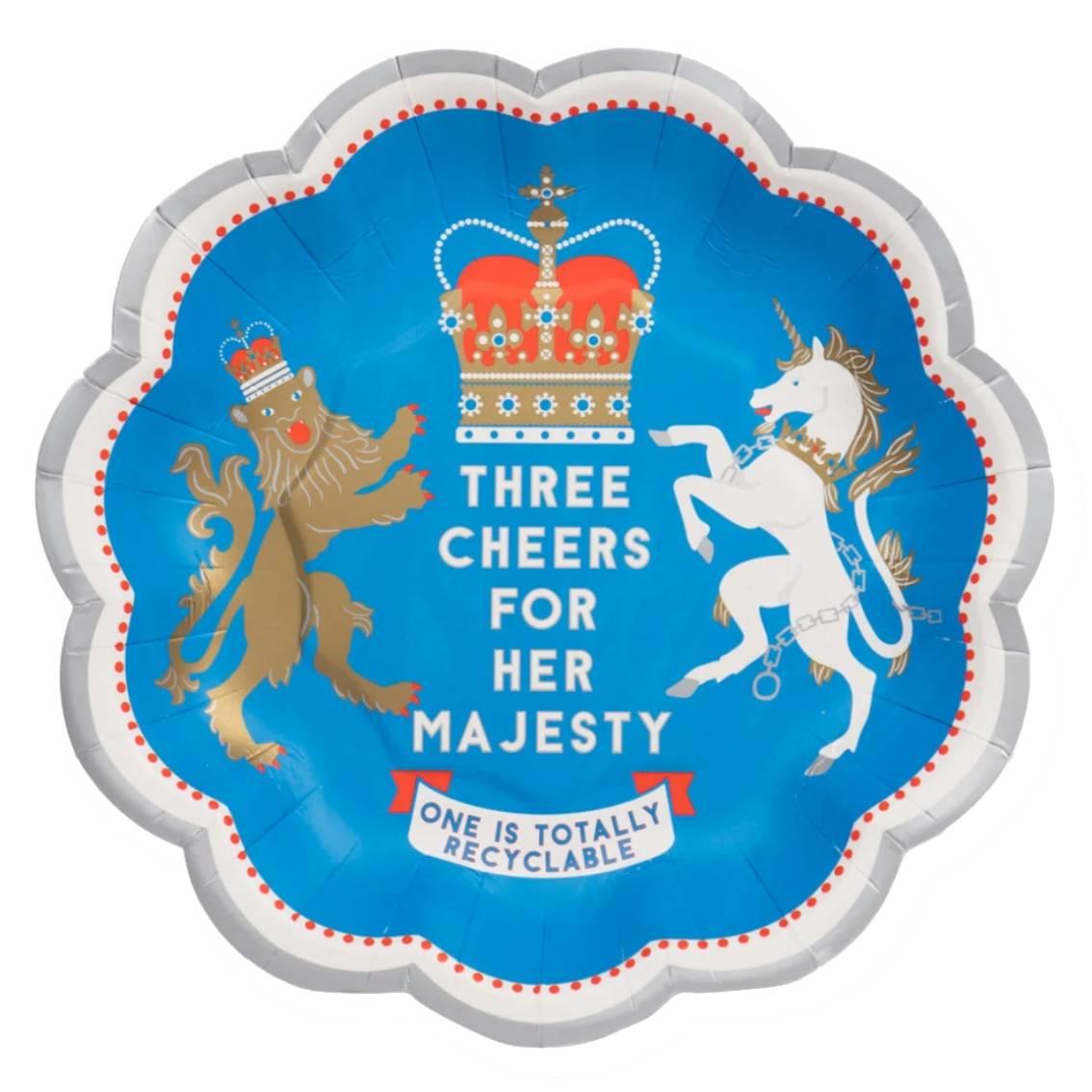 Individual Right Royal Spectacle paper plate by Talking Tables Royal-Plates recyclable and available here at Karnival Costumes online party shop