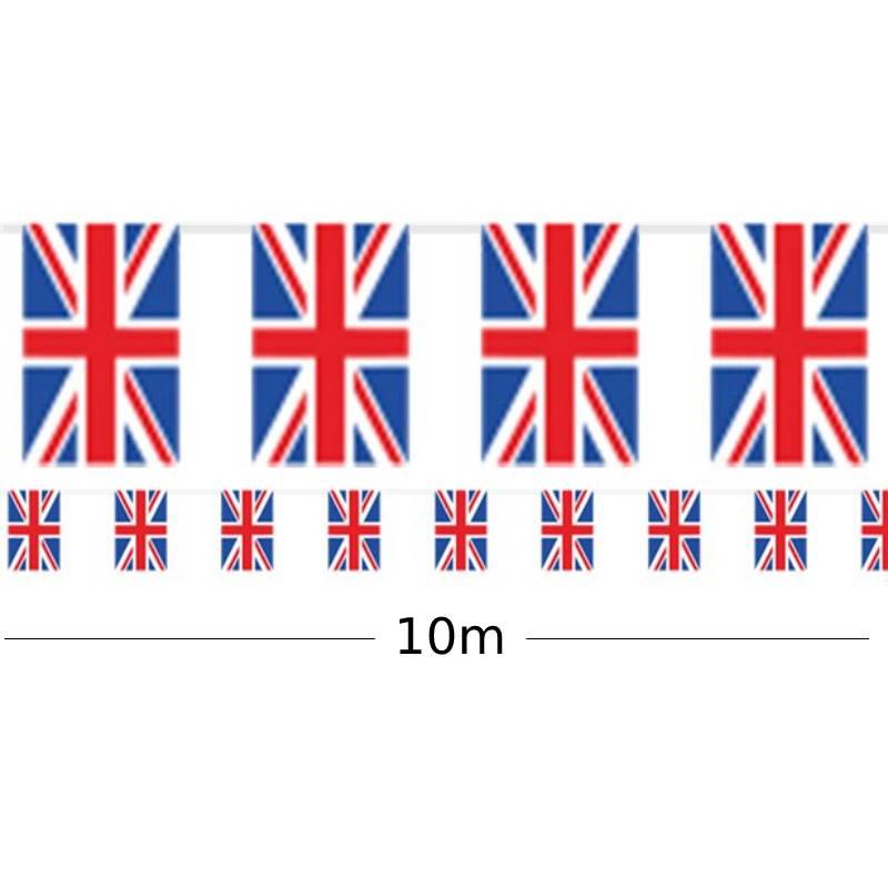 10m length of plastic Union Jack Flag Bunting with 10 flags by Amscan 9913041 available here at Karnival Costumes online party shop