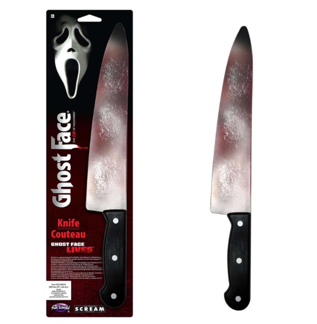 Fully licensed official Ghost Face Scream Bloody Butcher Knife by Fun-World 90291BBGF available here at Karnival Costumes online party shop