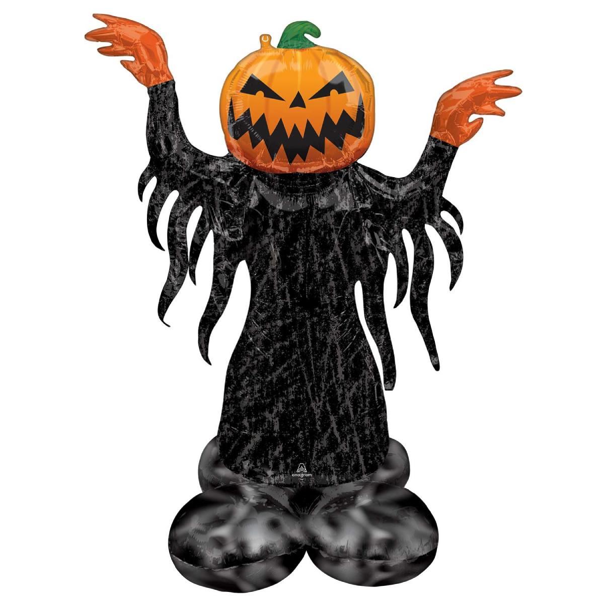 Halloween Pumkin Head Airloonz Standing Balloon Decoration by Amscan 4305111 available here at Karnival Costumes online Halloween Party Shop